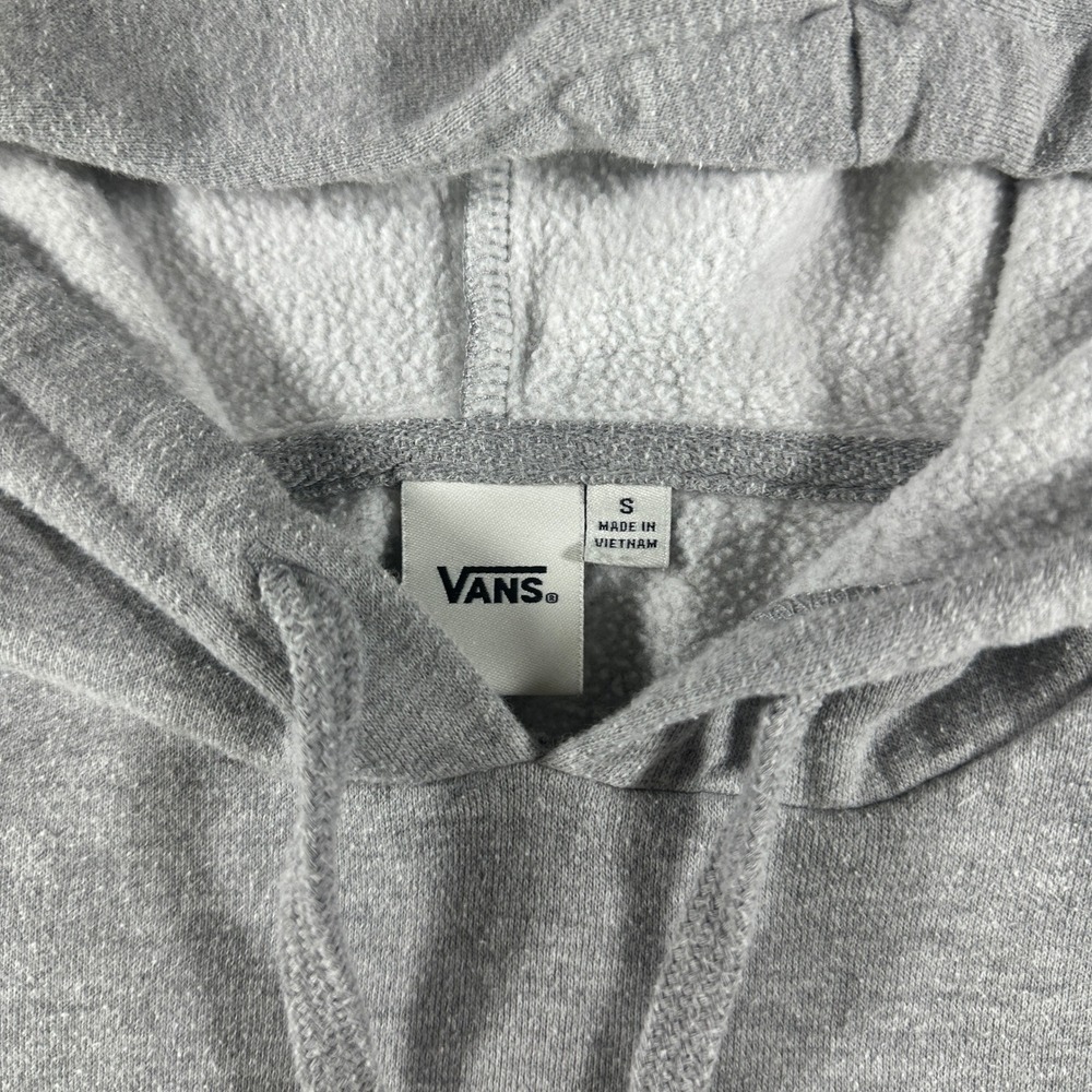 Vans Womens Pullover Hoodie Gray Pink Logo Fleece Skate Sweatshirt Size Small - Picture 2 of 5